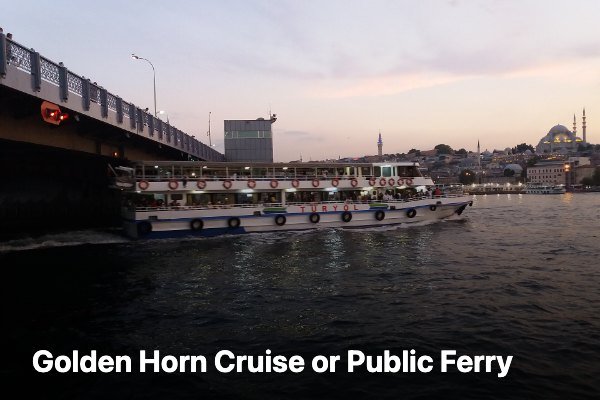 Boats on the Golden Horn waterway in Istanbul